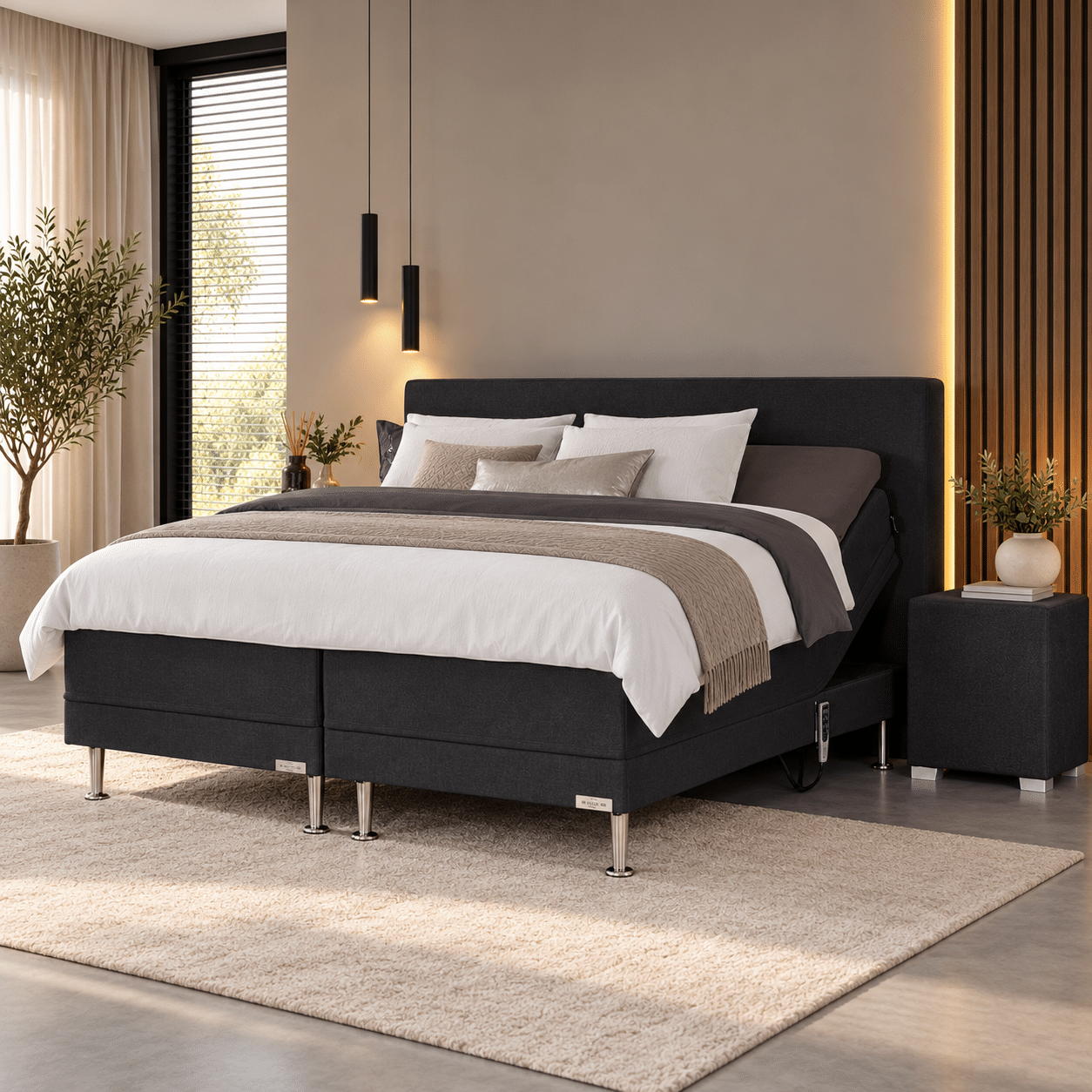 caresse boxspring 4500 elektrisch met luxe gestoffeerd hoofdbord