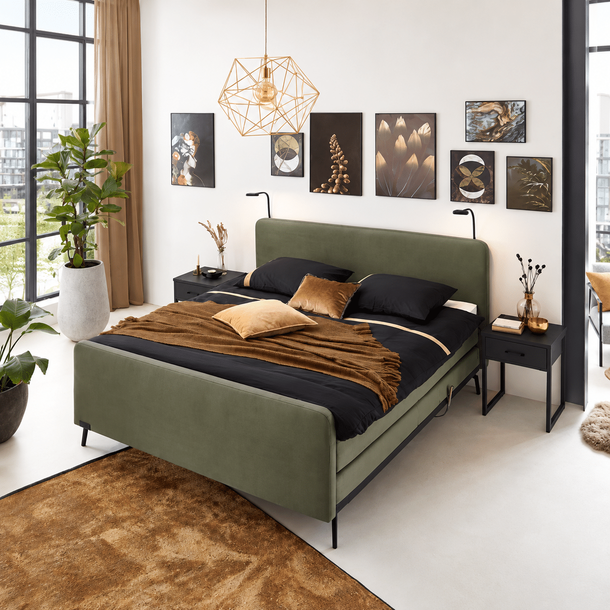 caresse boxspring 3010 elektrisch sfeerfoto luxe slaapkamer