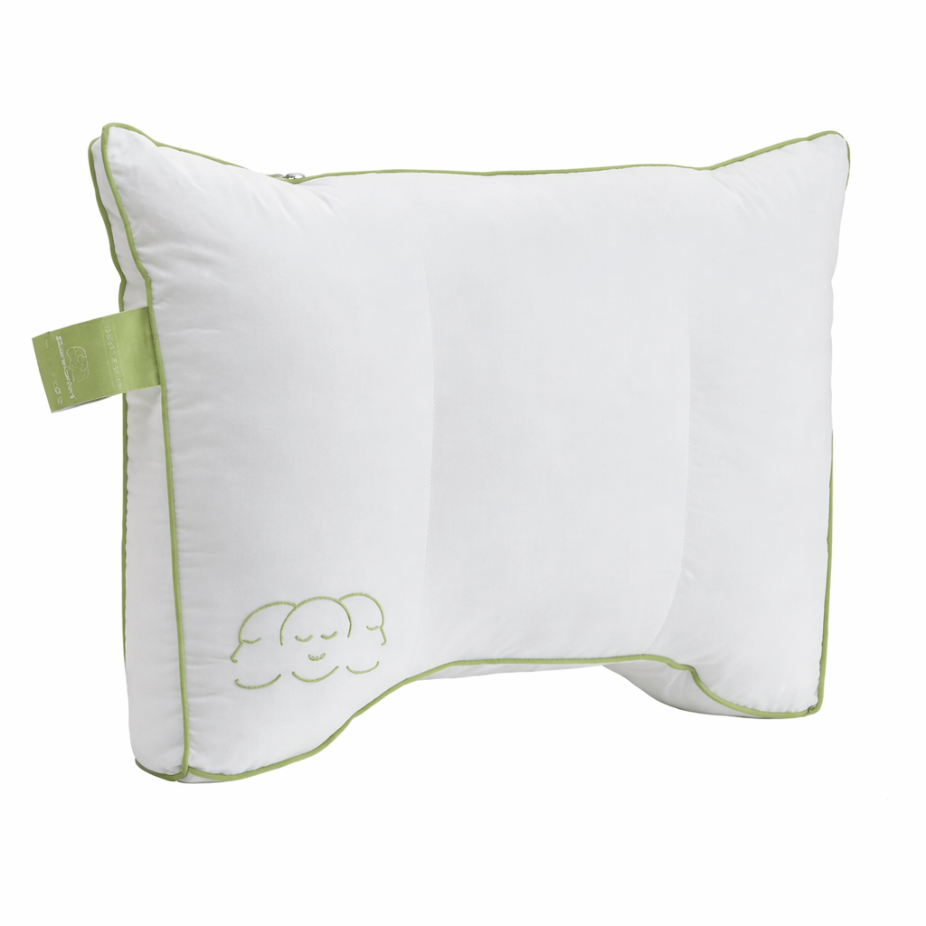Het extra stevige Silvana Comfort Travel kussen Groen met latex sticks en luxe reistas.