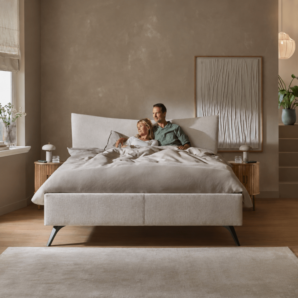 TEMPUR PURE design bed met gebogen hoofdbord