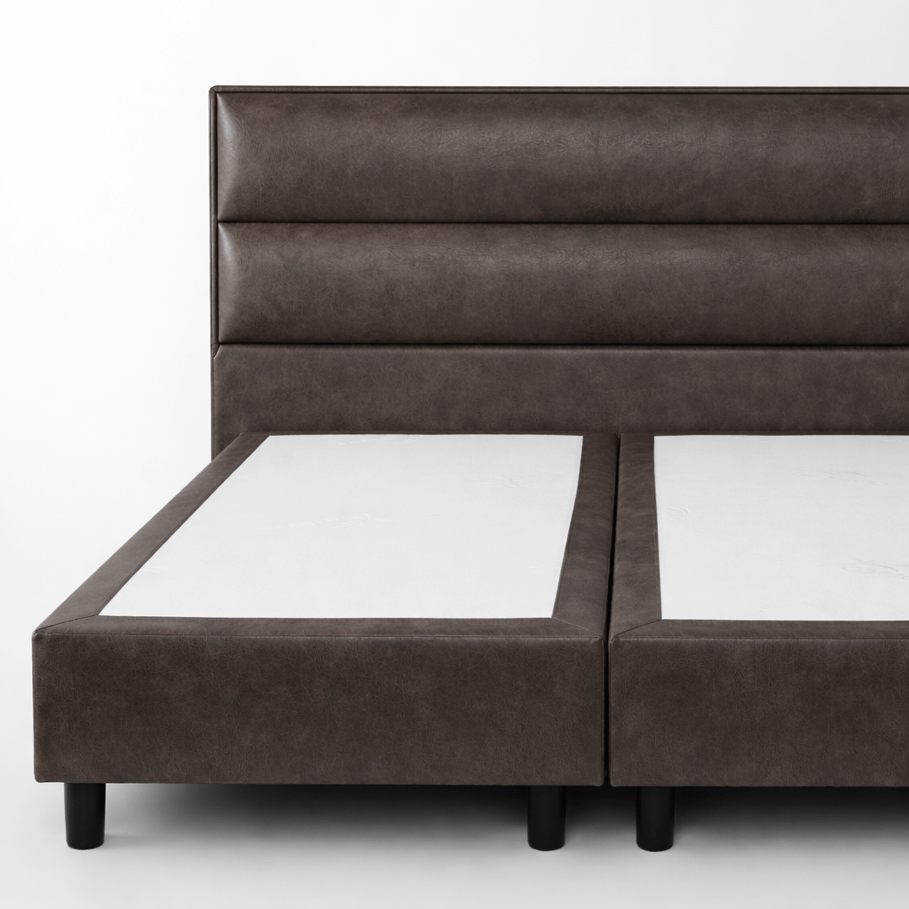 Detail van de vierkante blokken op het hoofdbord van de van Schaik Boxspring Kiev.