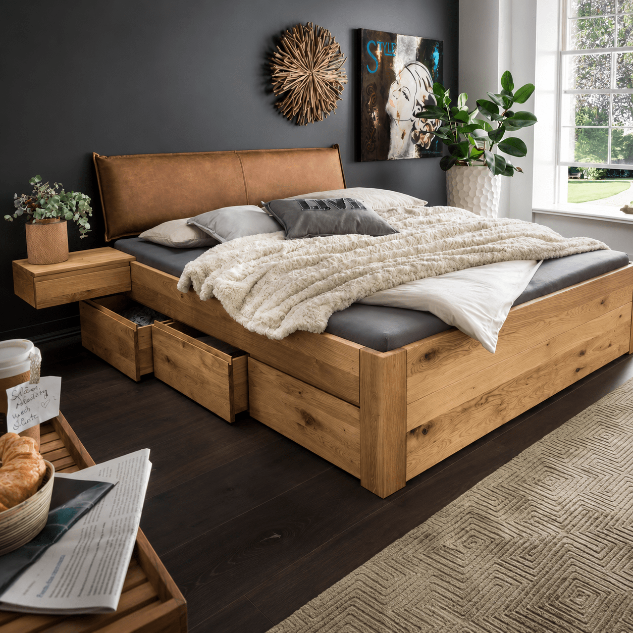 Forestales Cleveland Massief Houten Bed met Lades - Afbeelding 2