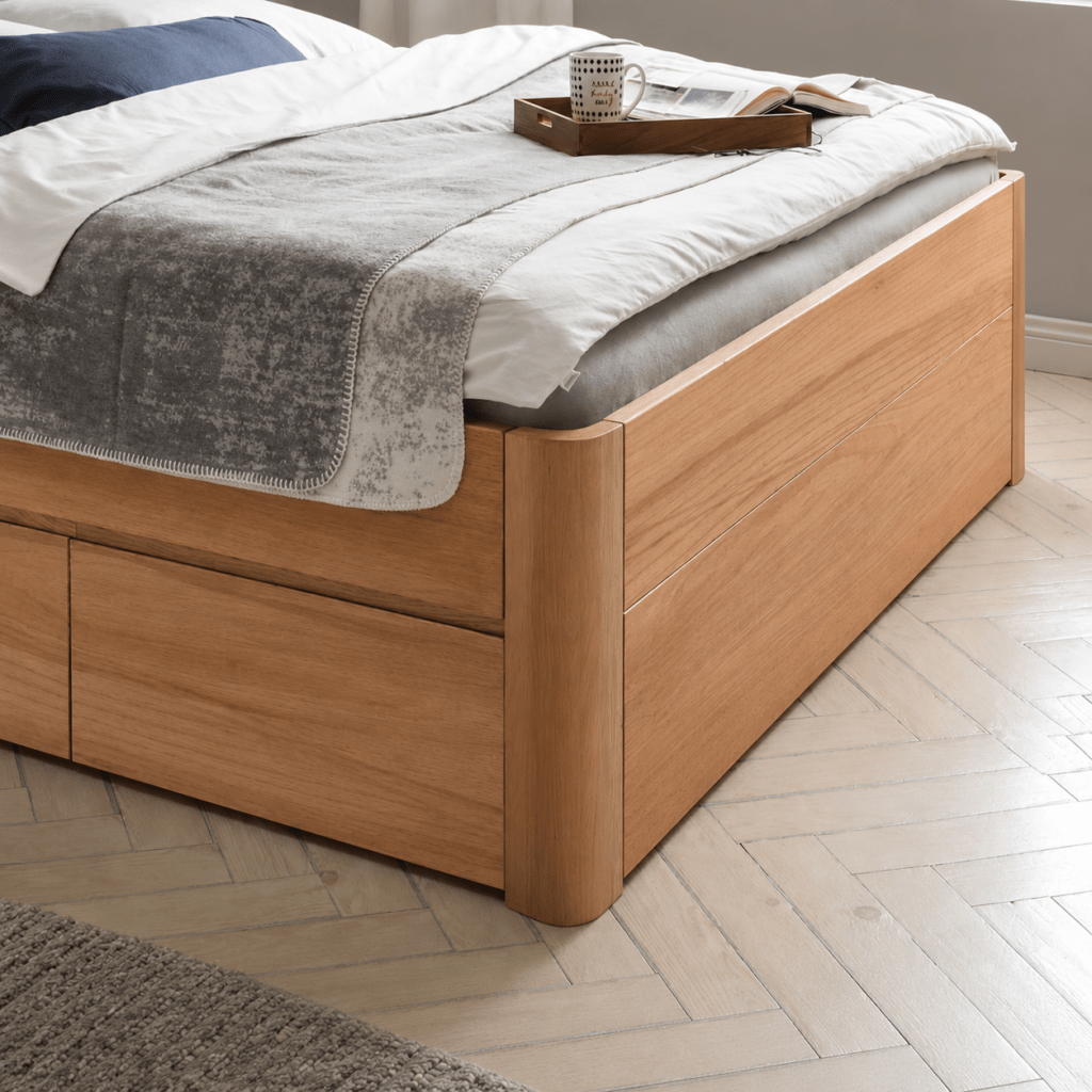 Robuust massief eikenhouten hoofdbord van het Cleveland bed 55 cm