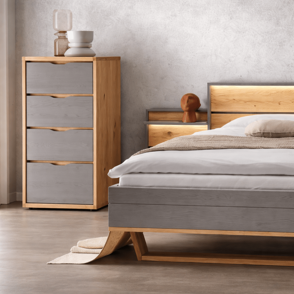 Detail van de verzonken handgrepen op een eikenhouten Alabama ladekast.