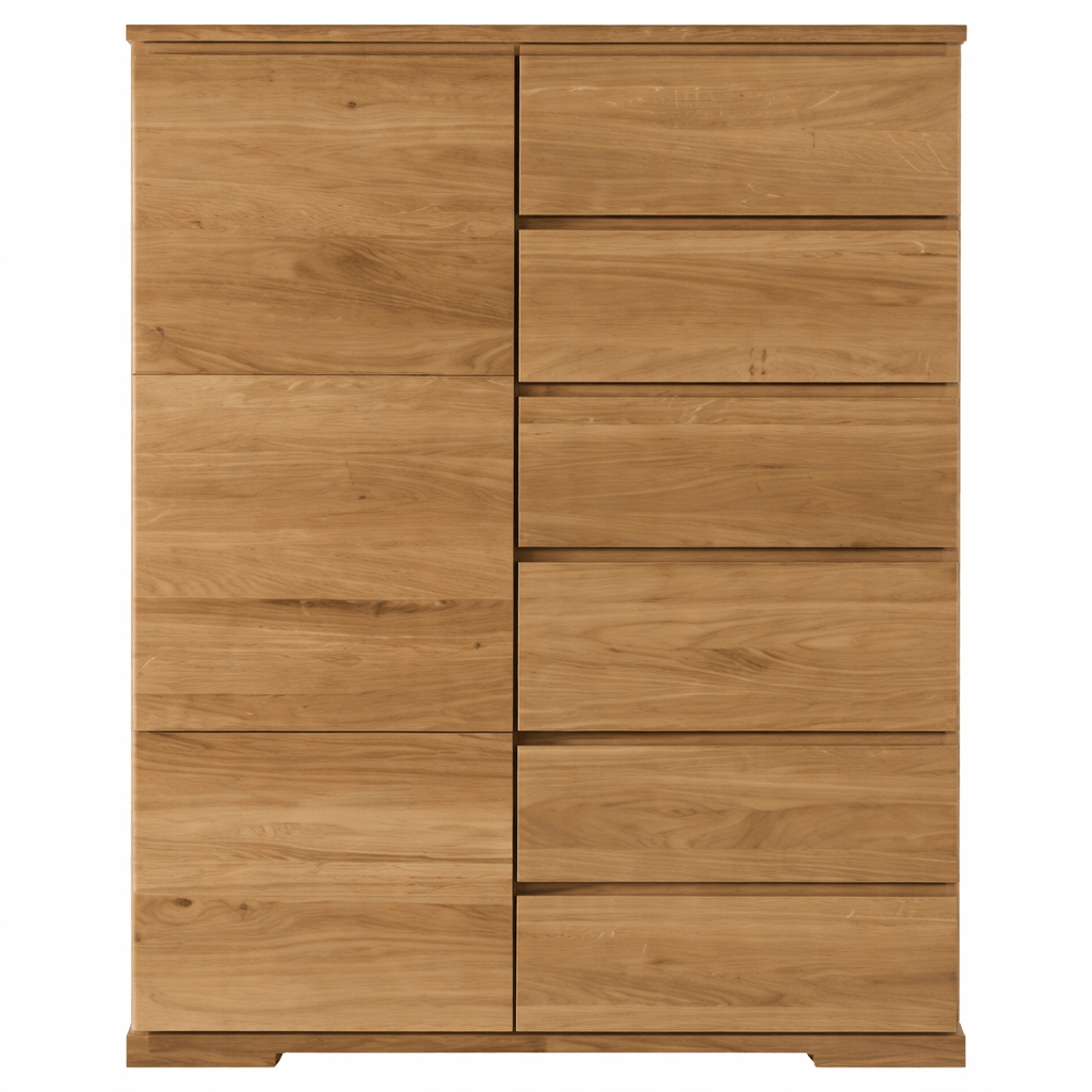 Hoge Forestales Atlanta Commode VI van massief wild eikenhout met 6 laden.