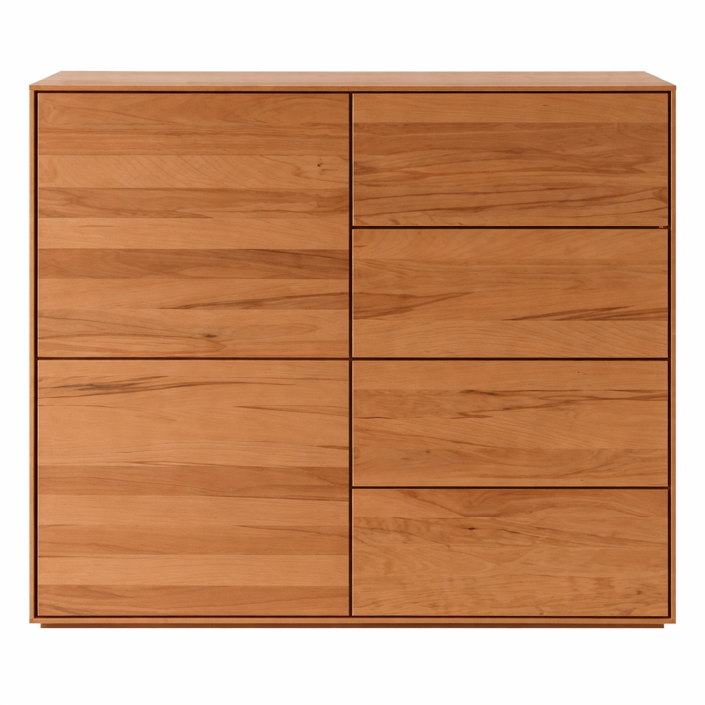 Kubistische Forestales Maryland Commode V van massief hout met deur en laden.