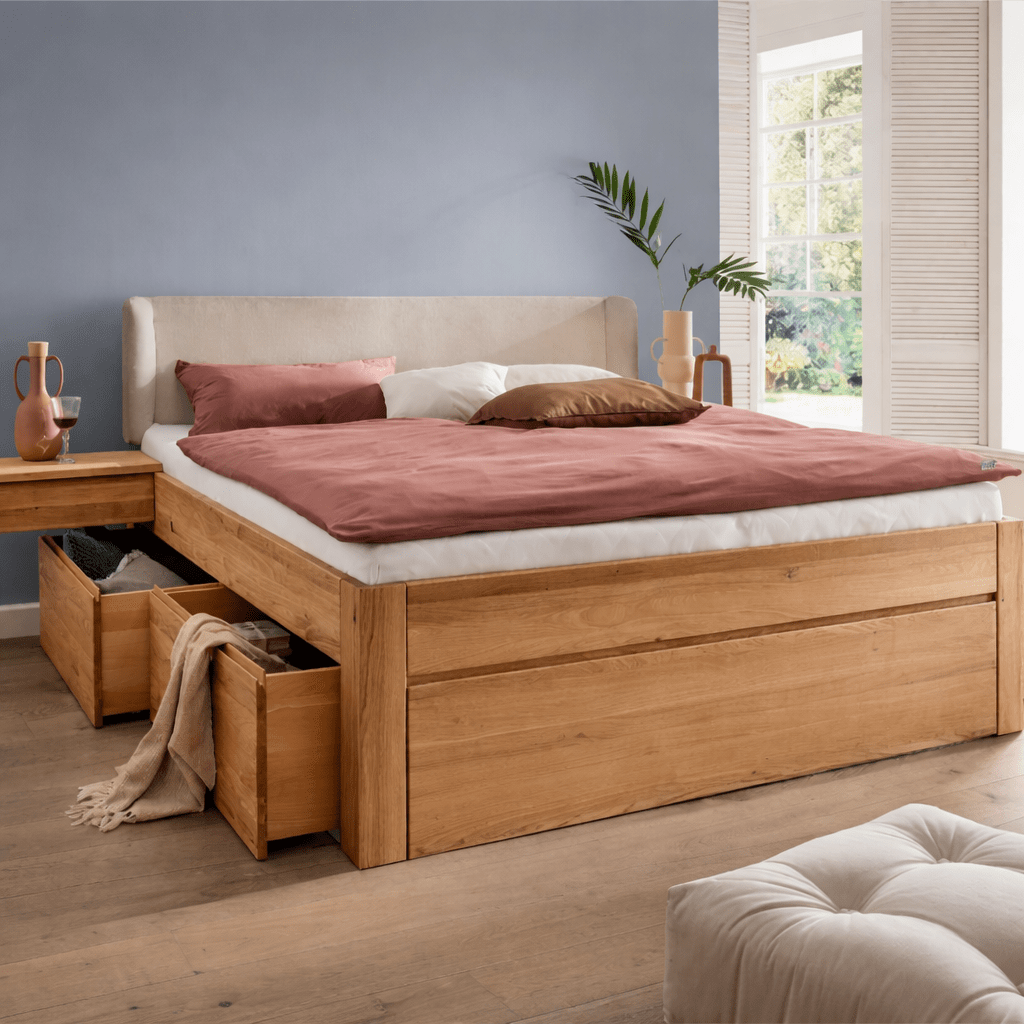 Forestales Valmont Massief Houten Ledikant met Lades in massief eiken.