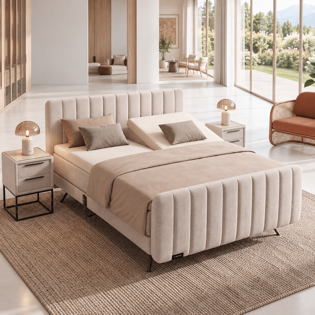 caresse boxspring 3410 elektrisch sfeerfoto luxe slaapkamer