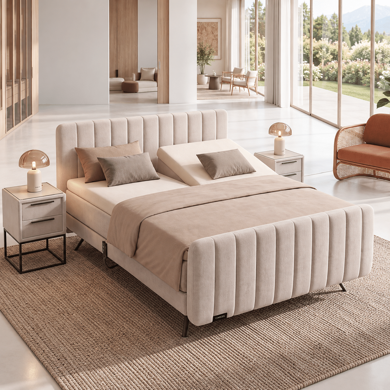 caresse boxspring 3410 elektrisch sfeerfoto luxe slaapkamer