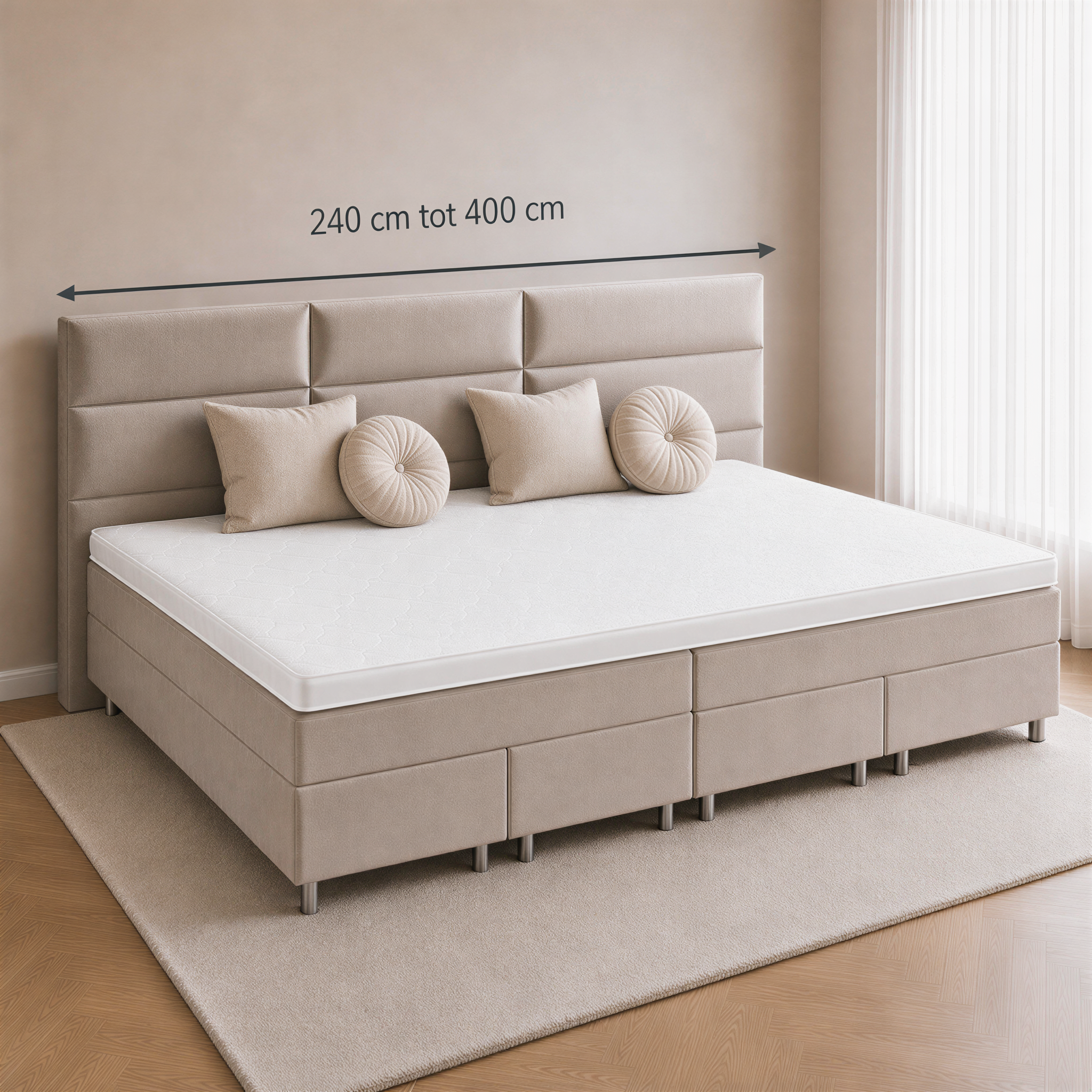 van Schaik Familie Boxspring Kingsize XXL Beige - Afbeelding 2