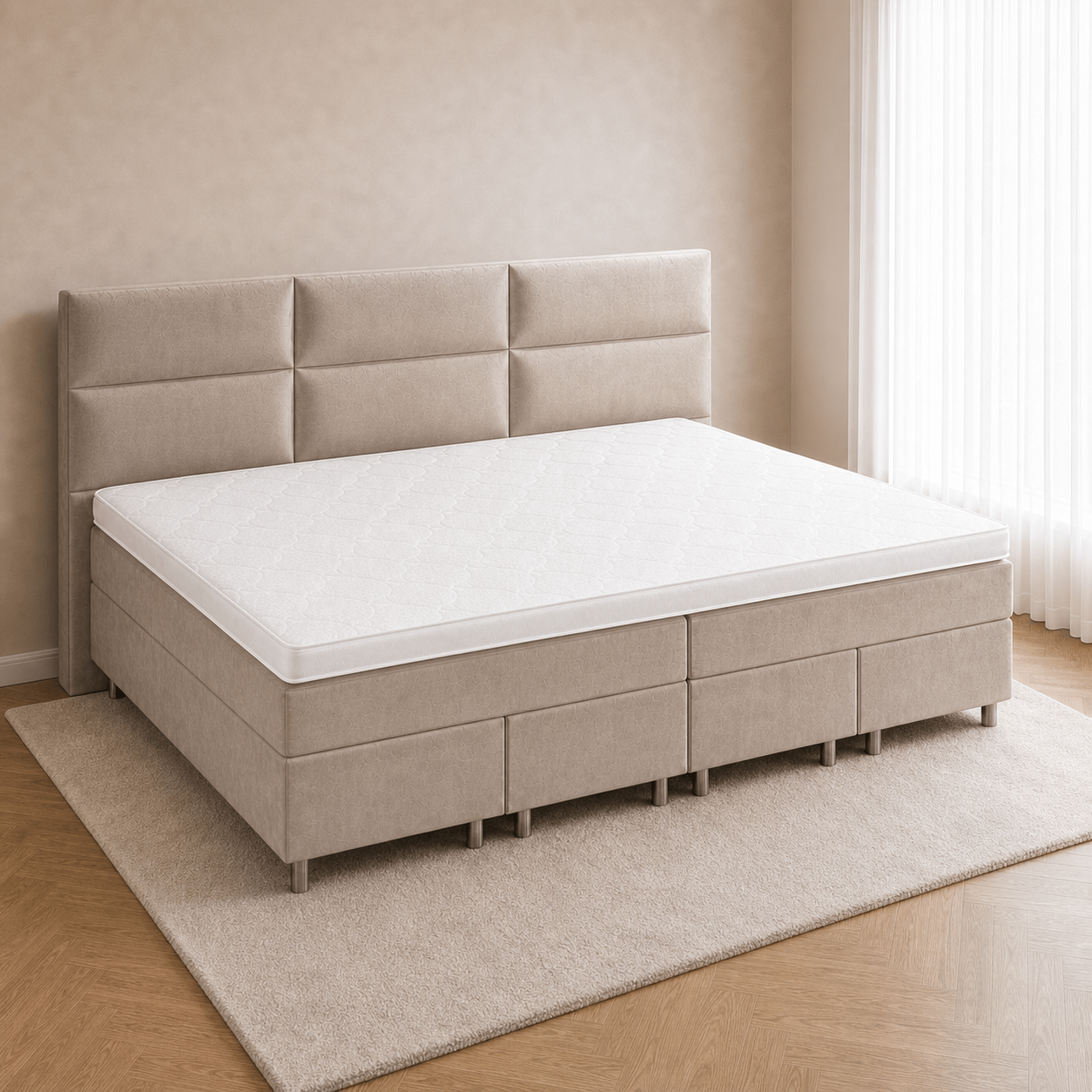 van Schaik Familie Boxspring Kingsize XXL Beige - Afbeelding 2