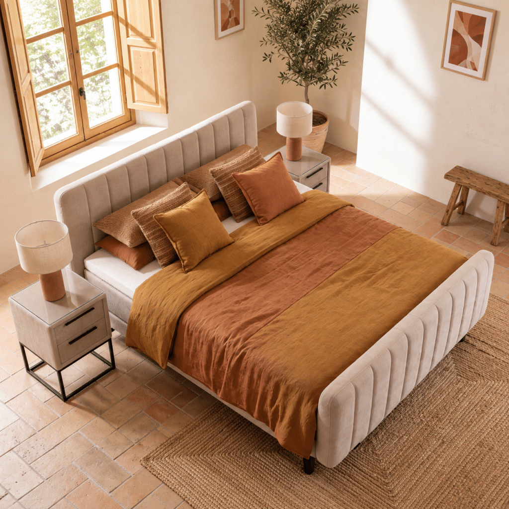 caresse boxspring 3460 vlak sfeerfoto luxe slaapkamer