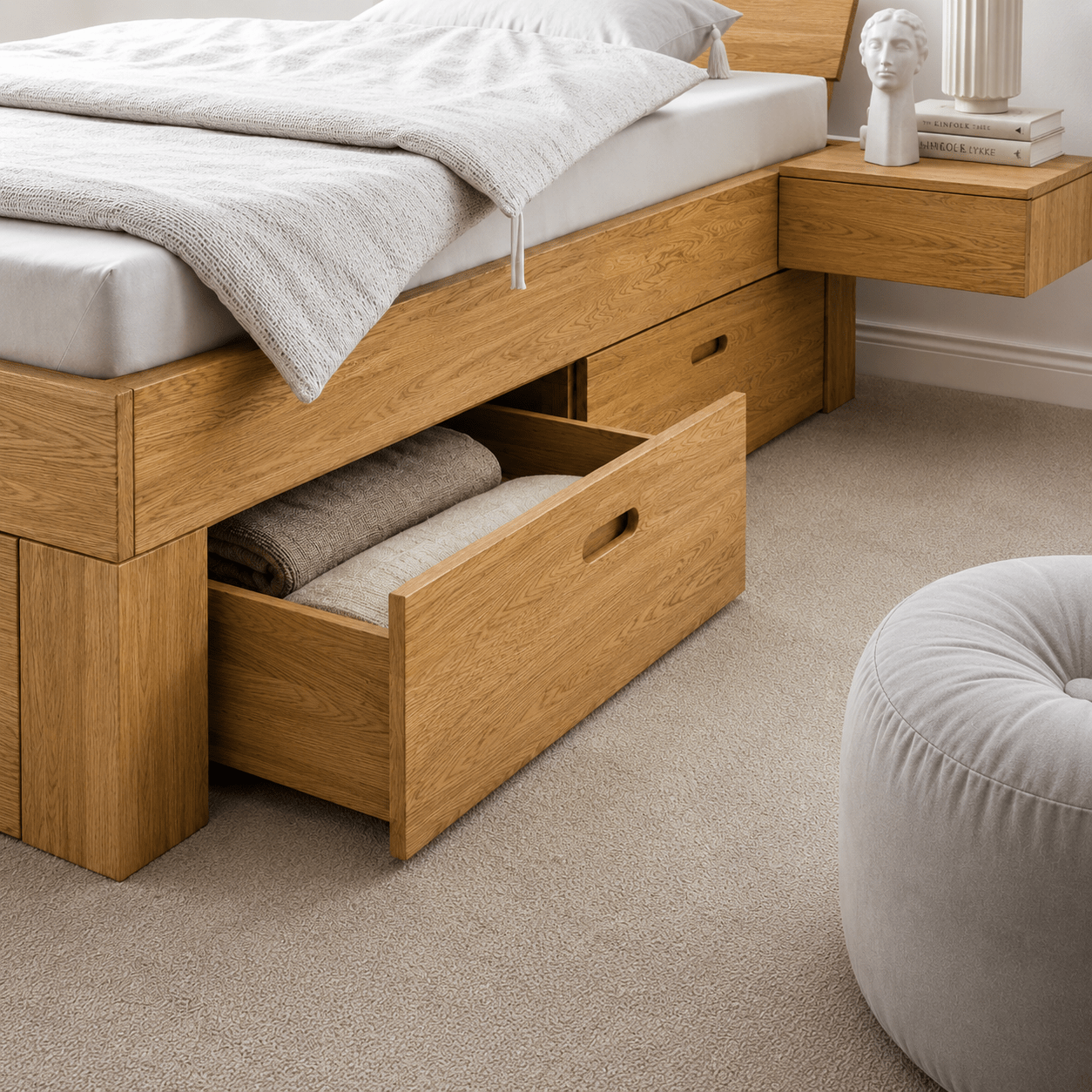 Van Schaik Nordic Oak Massief Houten 1-Persoons Ledikant met Bedlade - Afbeelding 3
