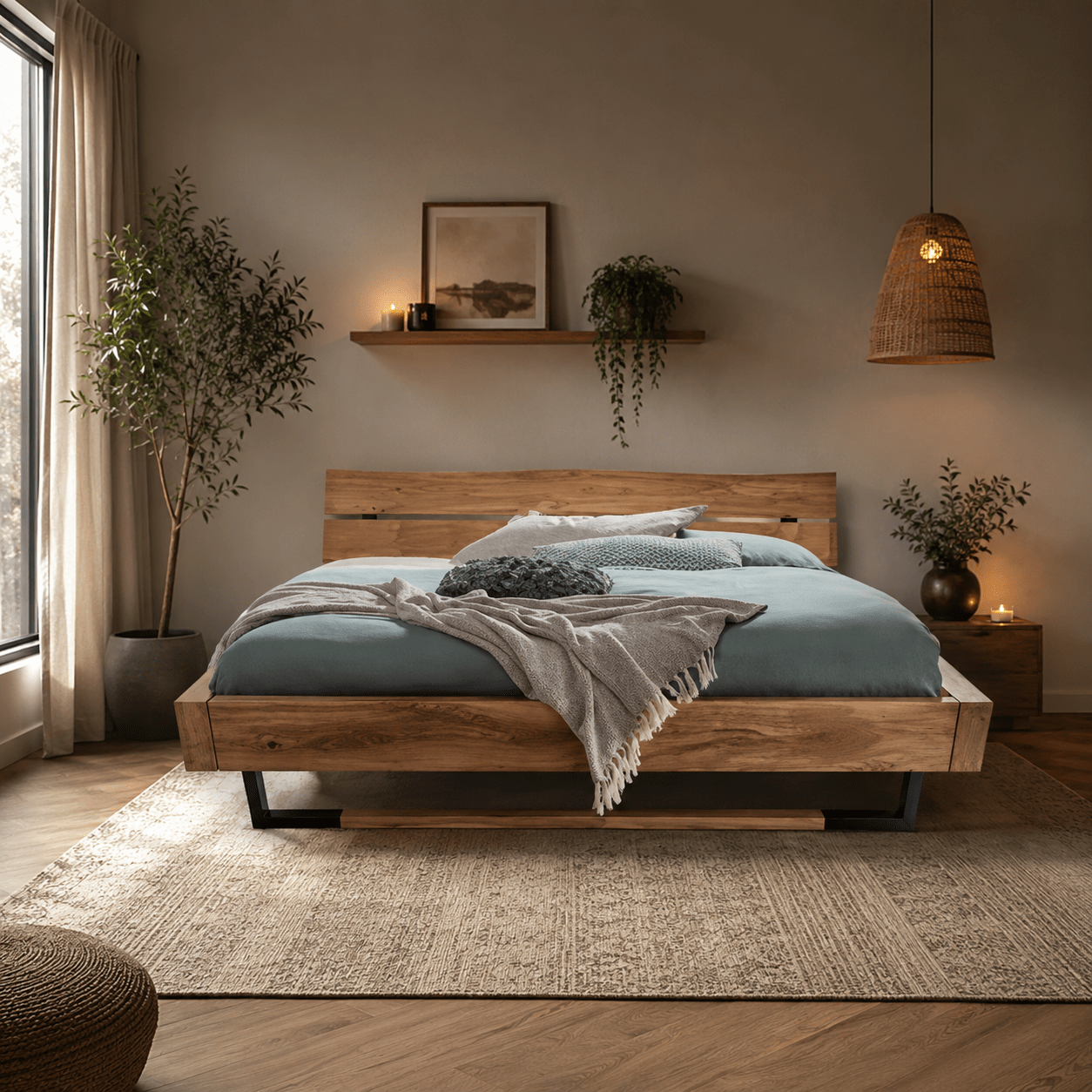 Van Schaik Finn Eiken Balkenbed met natuurlijke wild eiken uitstraling