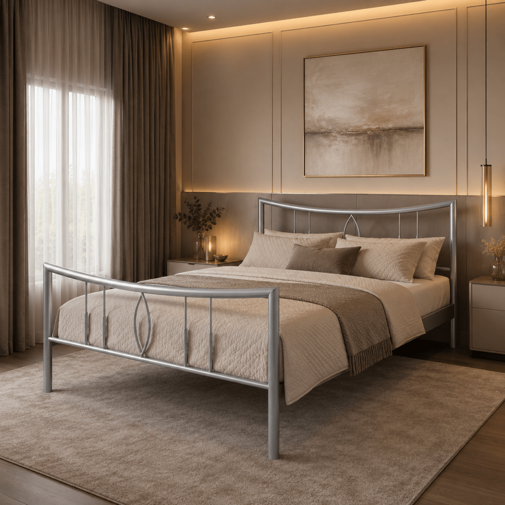 Stijlvol Van Schaik Firenze metalen bed in een modern ingerichte slaapkamer