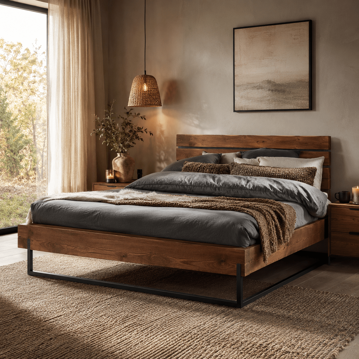 Van Schaik Hugo Eiken Balkenbed met natuurlijke wild eiken balken