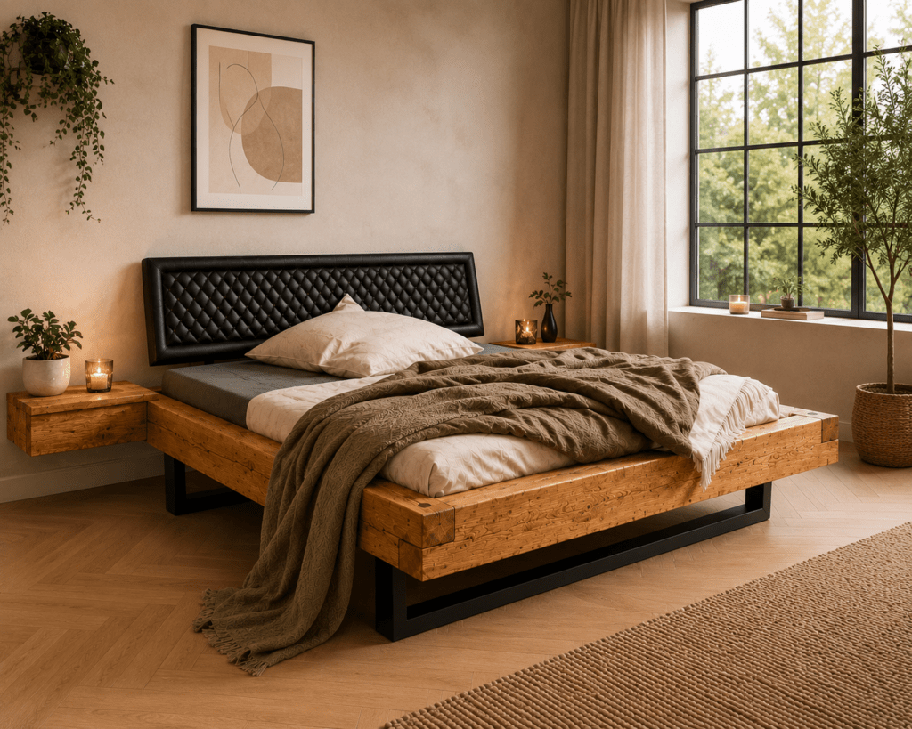 Duits geproduceerd houten balkenbed van Van Schaik