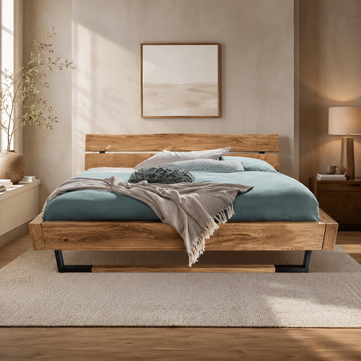 Van Schaik Lukas Eiken Balkenbed met natuurlijke wild eiken balken