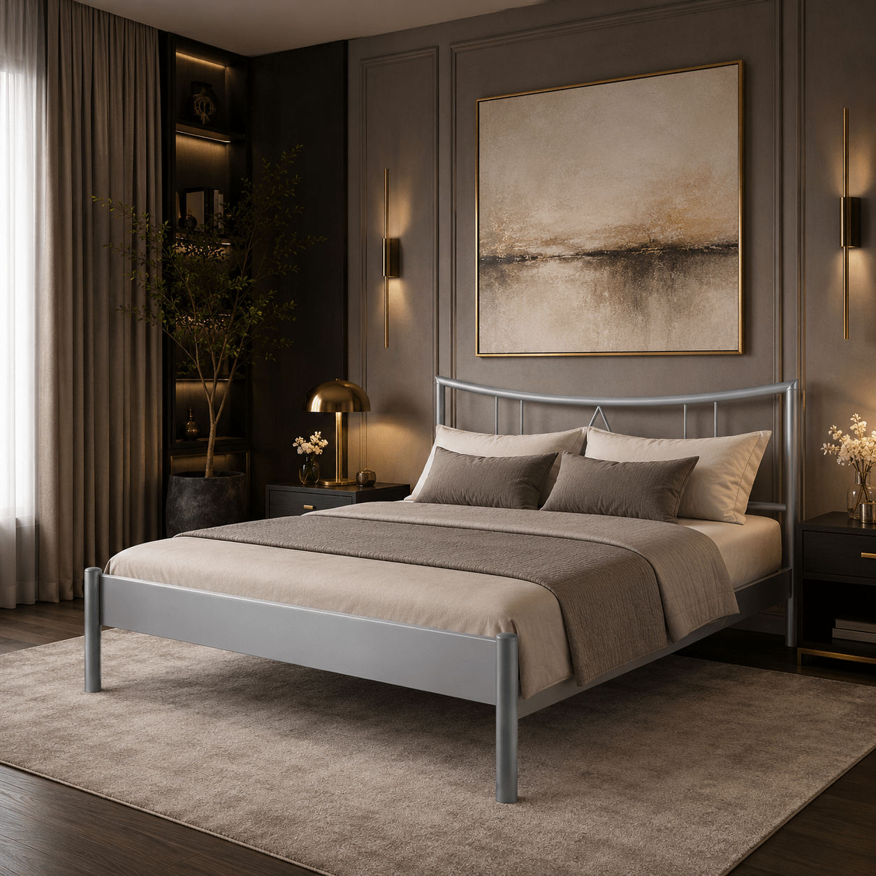 Stijlvol Van Schaik Palermo metalen bed in een modern ingerichte slaapkamer
