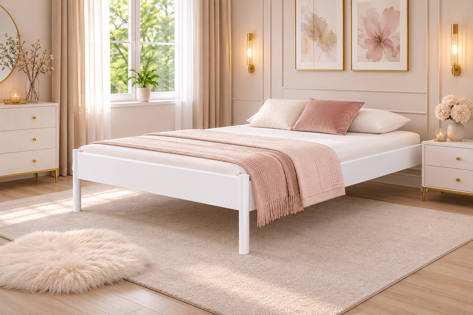 Modern Van Schaik Savona metalen bed met brede stabiele poten