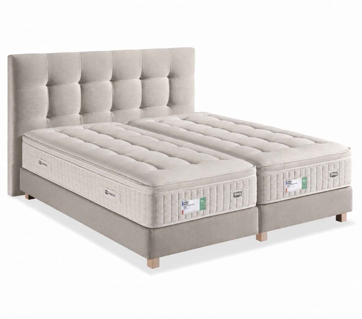 SHOWMODEL Boxspring Simmons Romeo 180x200 Inclusief 2x Simmons Generation matras 90x200 1 x soft 1 x firm