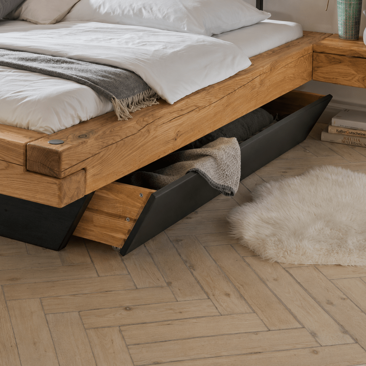 Van Schaik Alderon Massief Eiken Balkenbed met Bedlades - Afbeelding 4