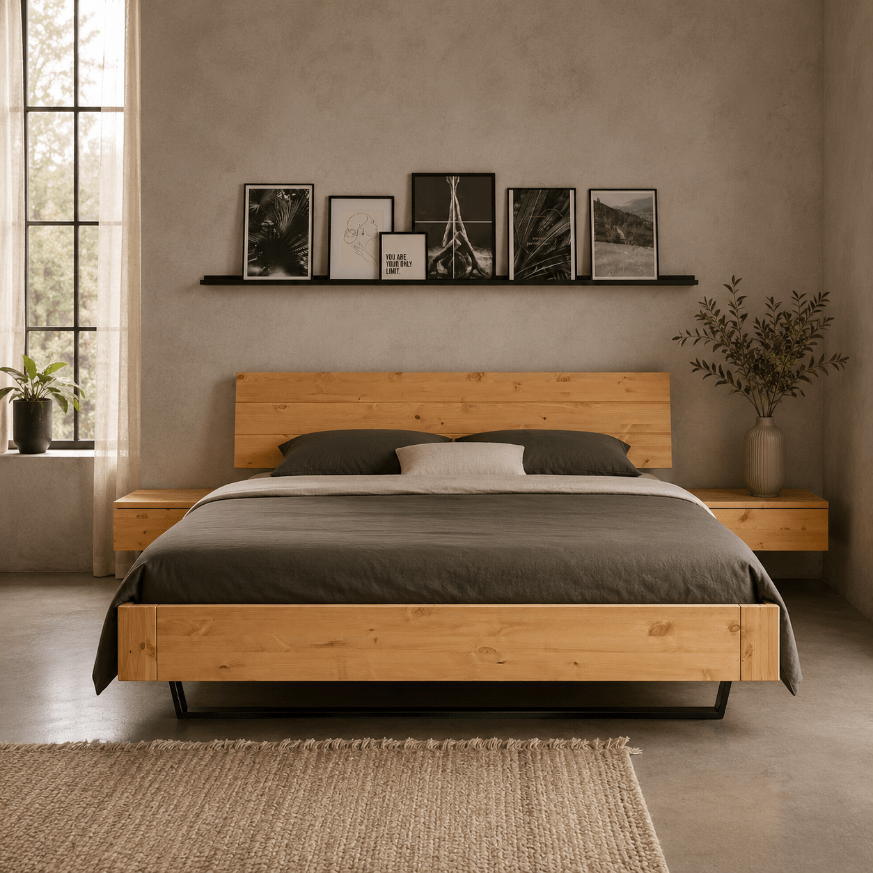 Modern industrieel houten bed kopen van het merk Van Schaik Montego