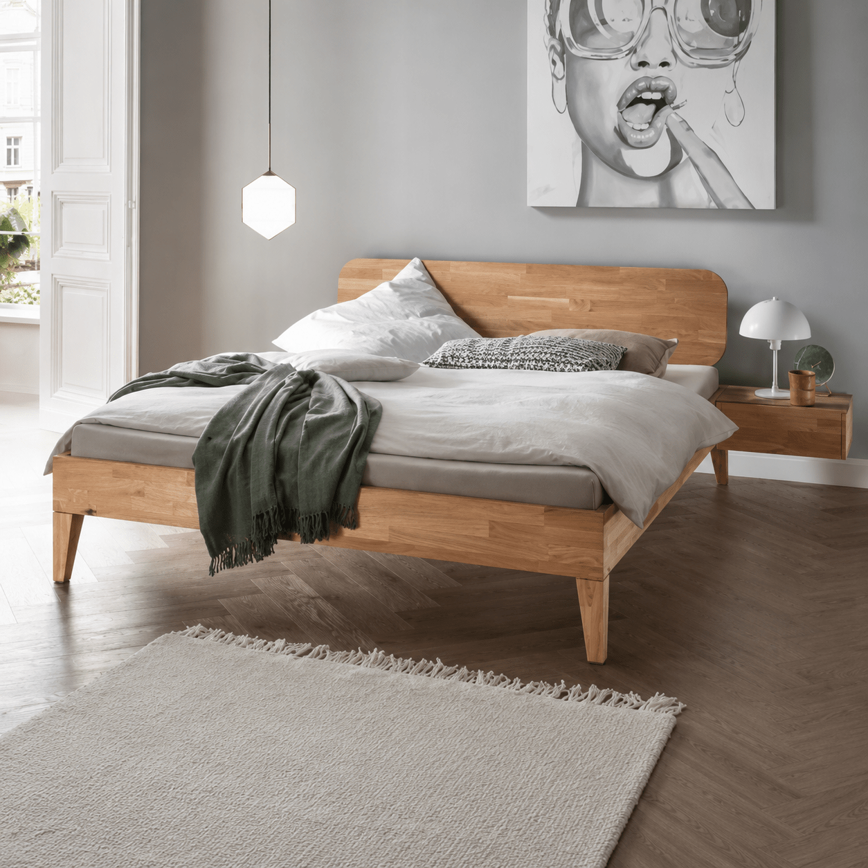 Luxe tweepersoons massief houten bed kopen van het merk Van Schaik Nordic Oak