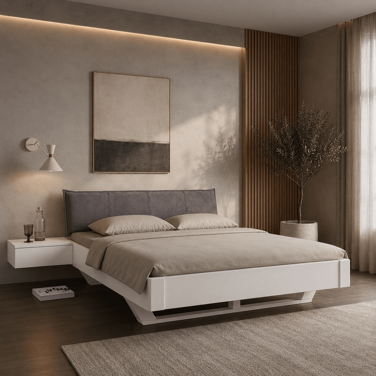 Modern wit houten bed kopen van het merk Van Schaik Silvano