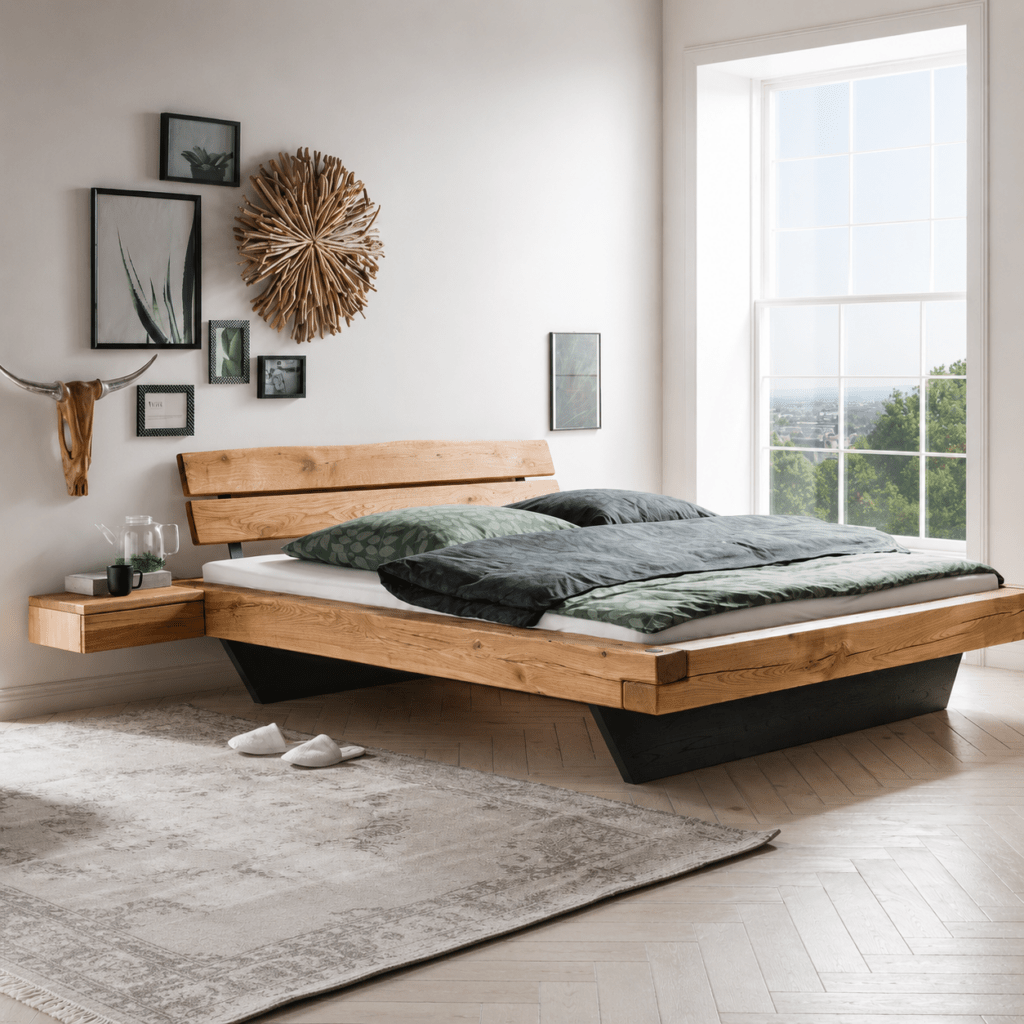 Praktische bedlades onder het massief eiken balkenbed Glenor.