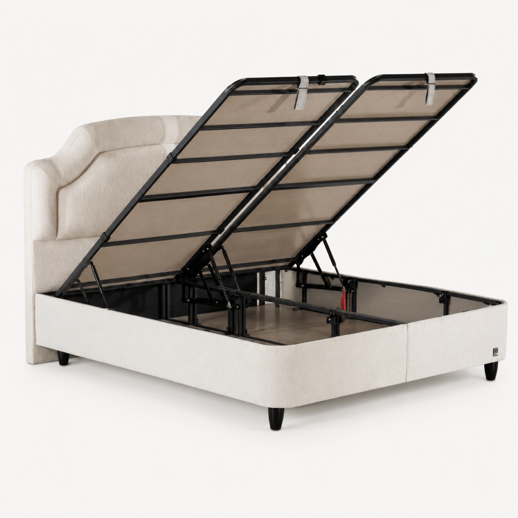 Geopend Smooth Motion opbergsysteem van het Pierre Cardin Opbergbed Latina