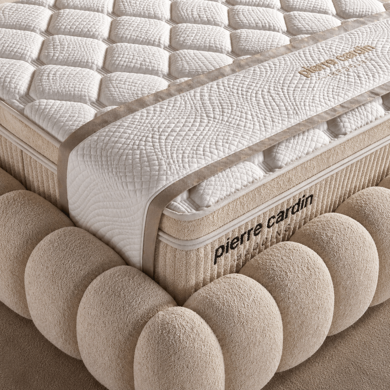Close-up van het 28 cm dikke matras van de Pierre Cardin Modena Prime opbergboxspring