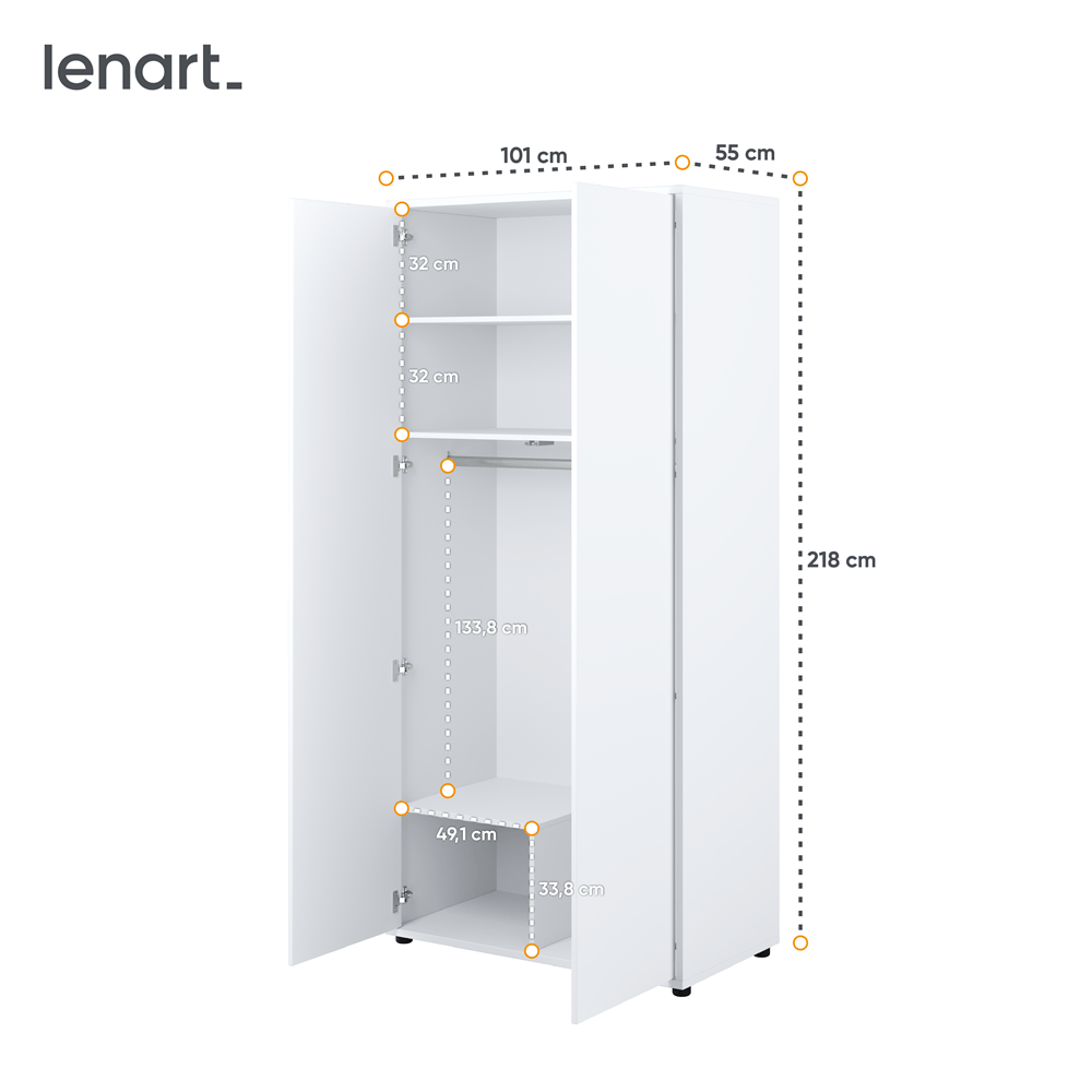 Lenart Bed Concept Verticaal Opklapbed 140x200 - Wit - Afbeelding 17