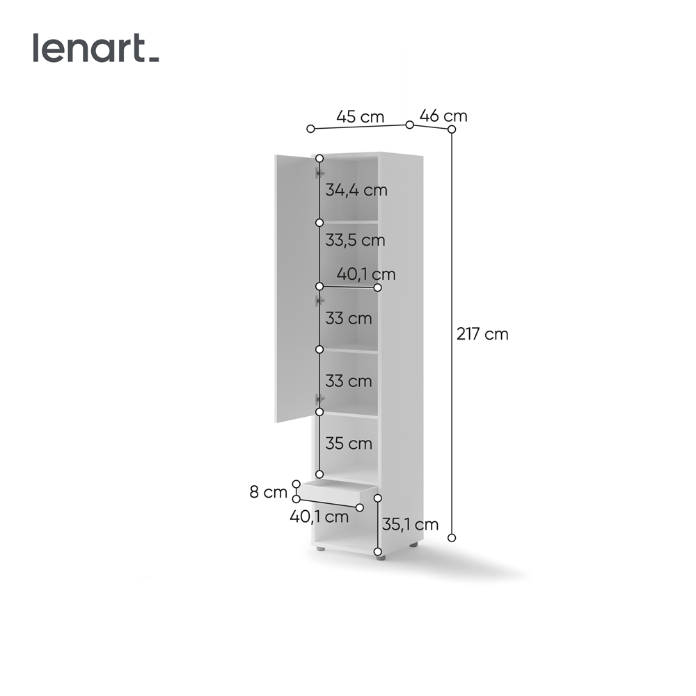 Lenart Bed Concept Verticaal Opklapbed 140x200 - Wit - Afbeelding 16