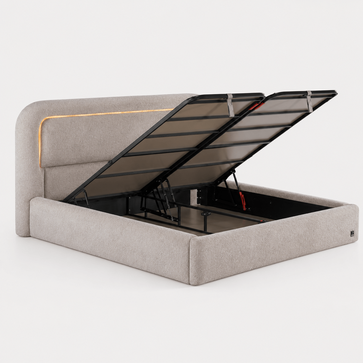 Geopende opbergruimte van het Pierre Cardin Trento Opbergbed