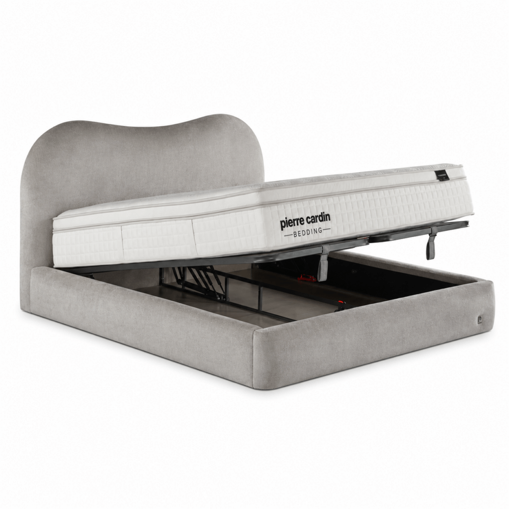 Detail van het 30 cm dikke matras met afritsbare visco traagschuim topper