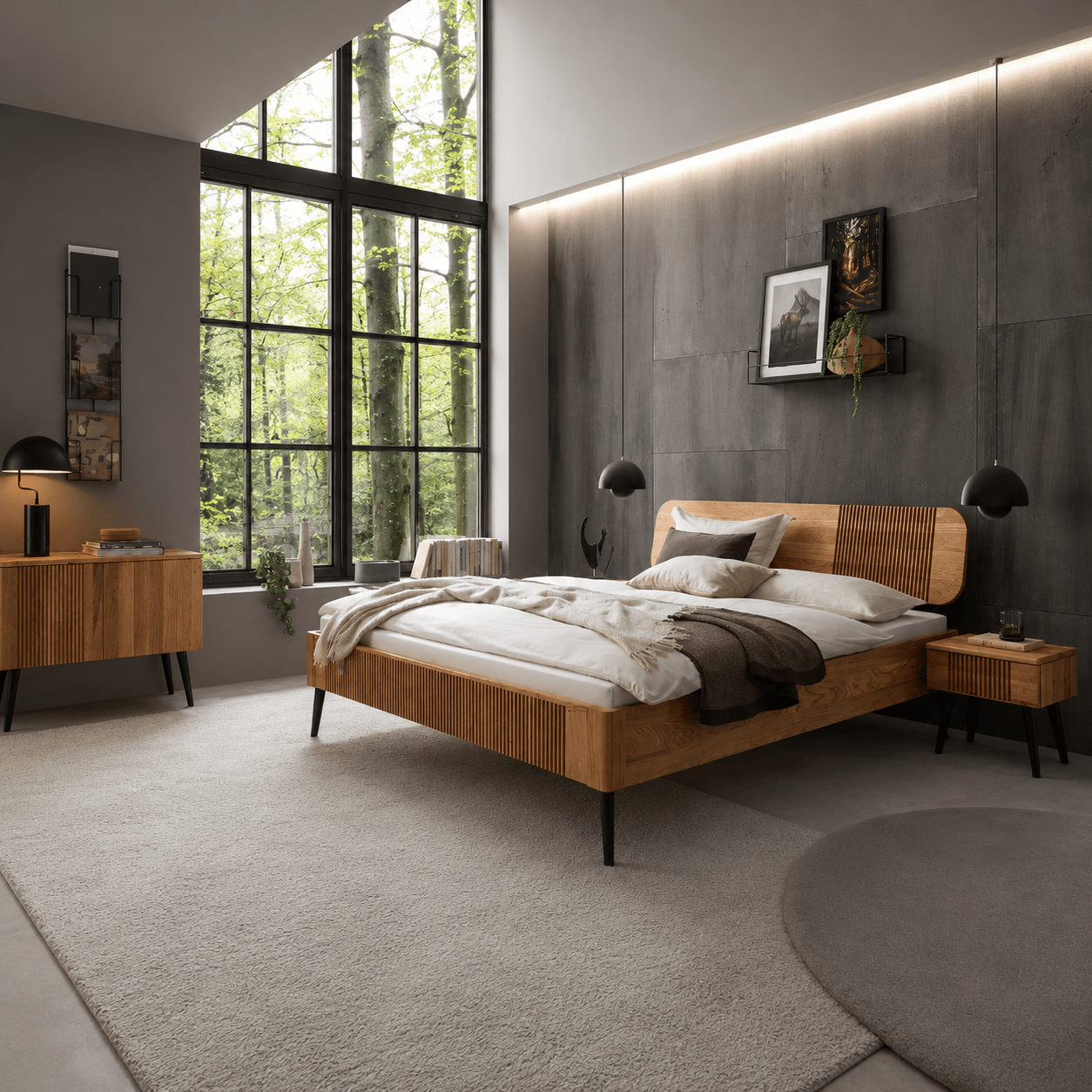 Complete slaapkamerset Van Schaik Milano met bed, hoofdbord, nachtkastjes en commode
