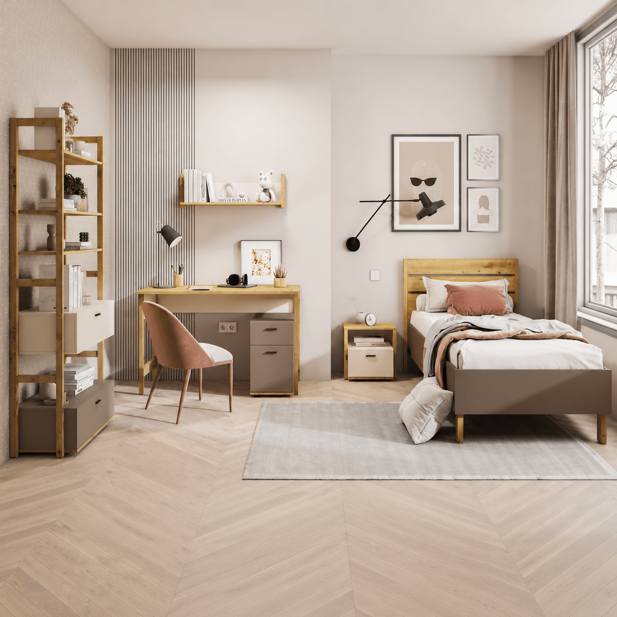 Lenart Lenny bureau voor tienerkamer Artisan eiken beige