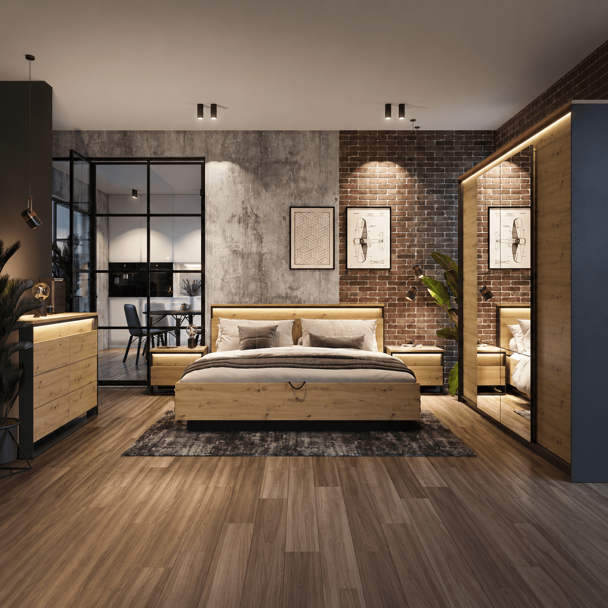 Complete Lenart QUANT BEDROOM slaapkamer set artisan eiken zwart