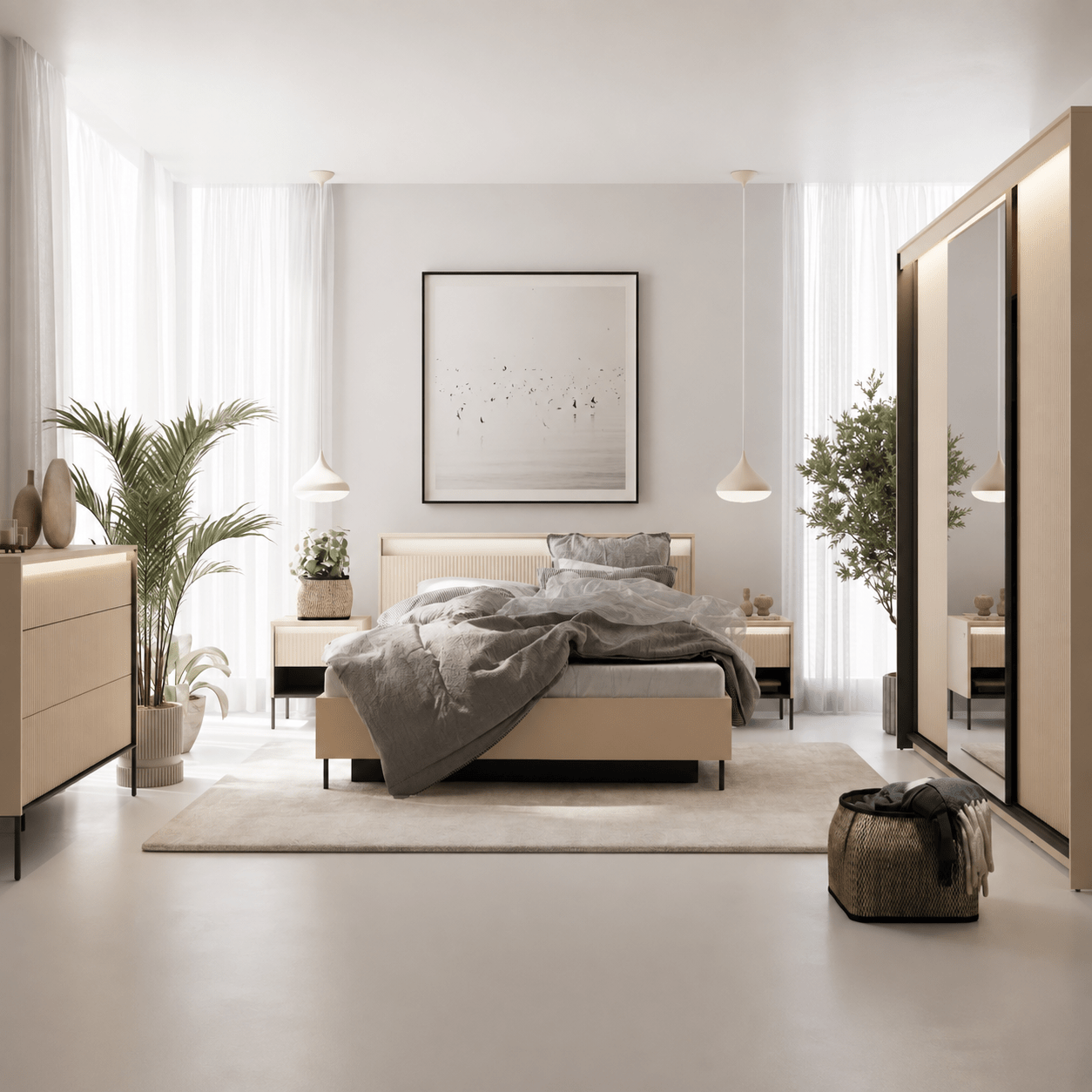 Complete Lenart TREND BEDROOM slaapkamer set zandbeige zwart