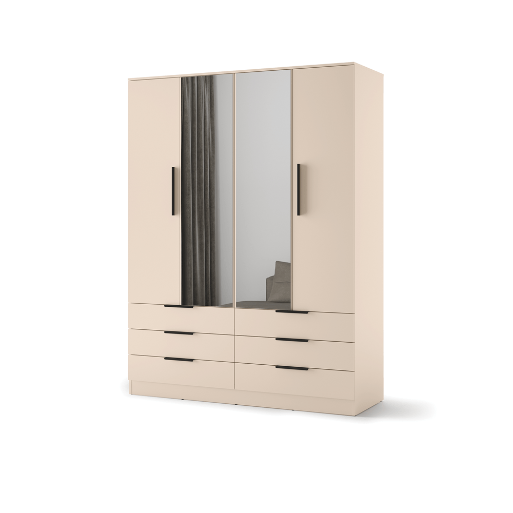 Lenart Avera draaideurkast beige 170 x 225 x 60 cm met spiegeldeuren