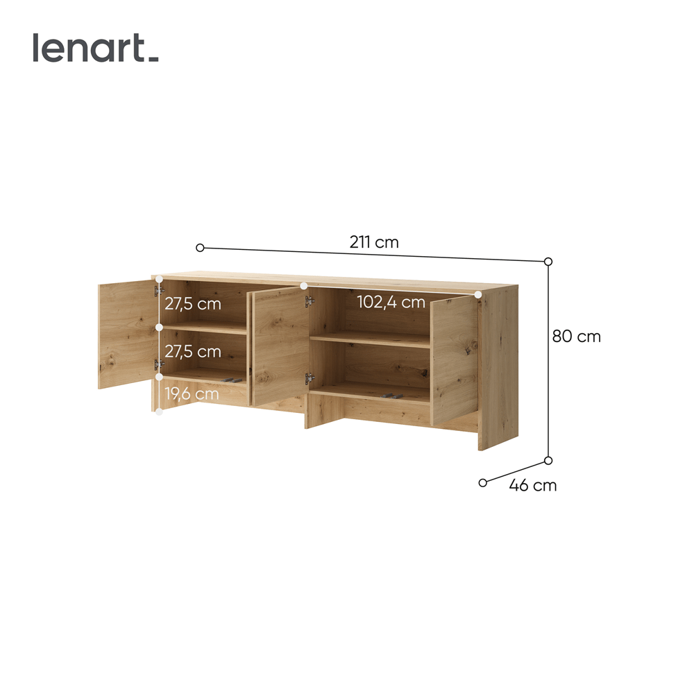 Lenart Bed Concept Horizontaal Opklapbed 90x200 - Eikenkleur - Afbeelding 9