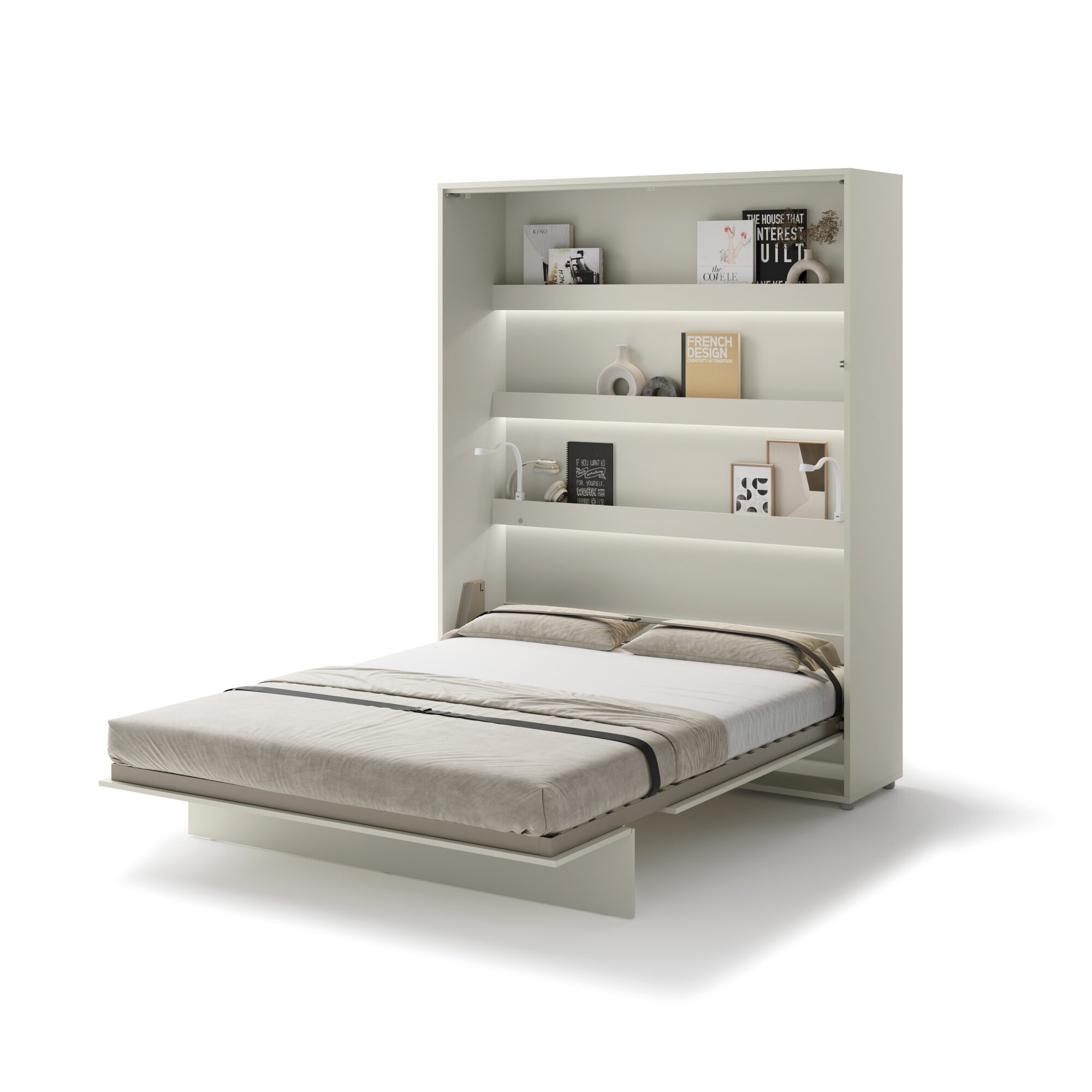 Pneumatische gasveren van het verticaal opklapbed 160x200 cashmere van Lenart