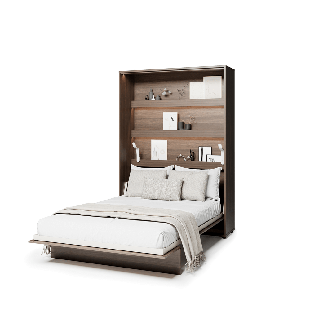Uitgeklapt verticaal opklapbed 140x200 met stalen frame en lattenbodem