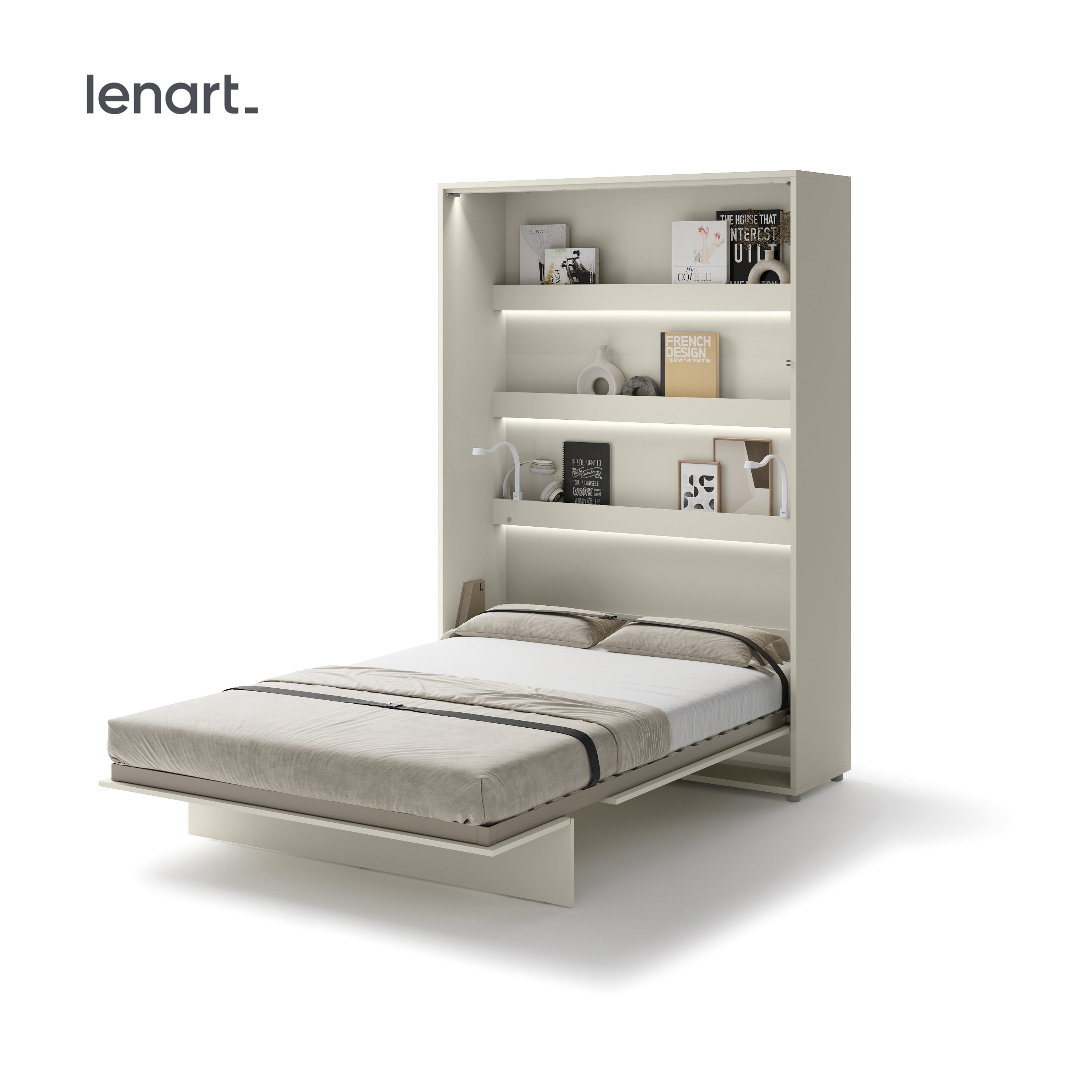 Pneumatische gasveren van het verticaal opklapbed 140x200 cashmere van Lenart