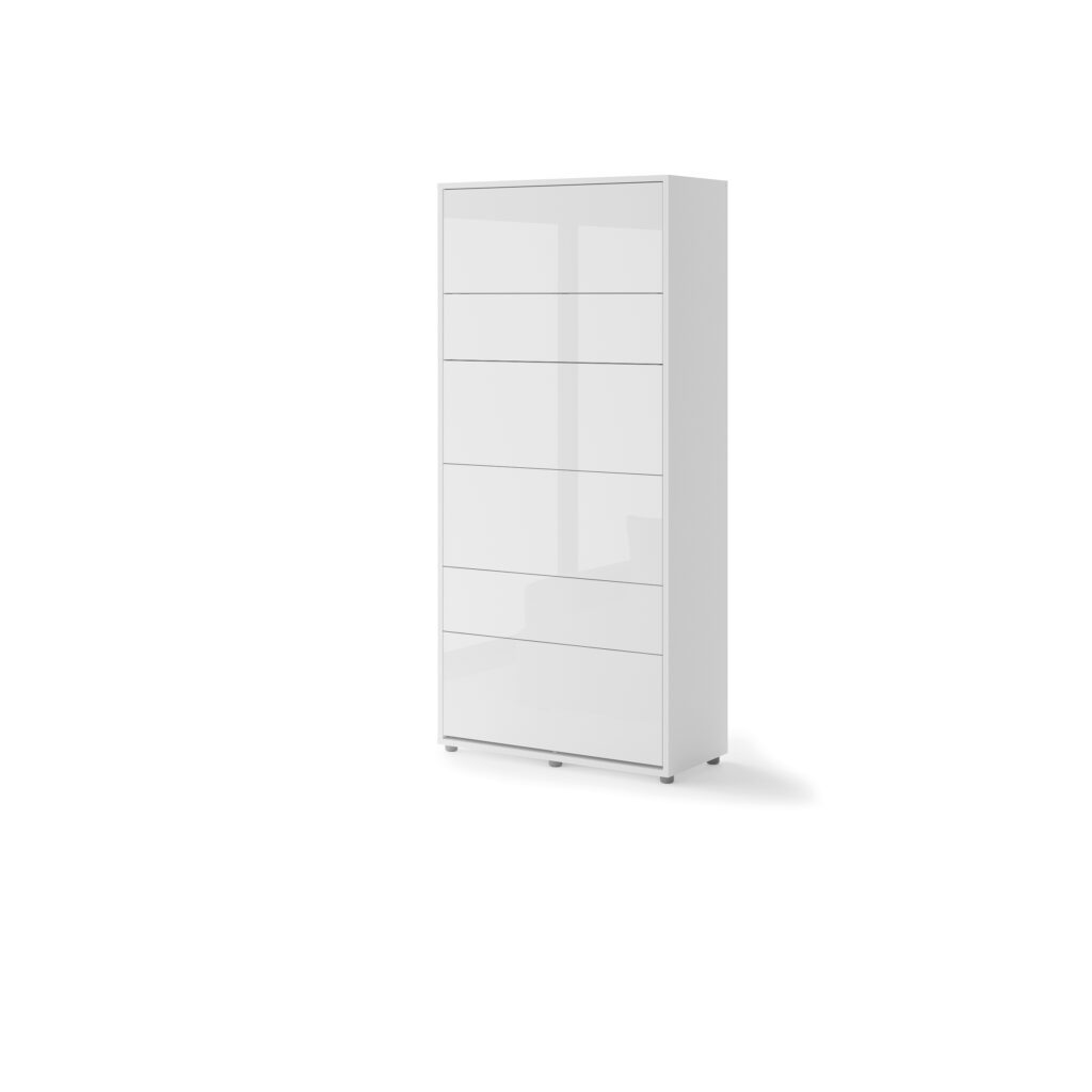 Lenart Bed Concept verticaal opklapbed 90x200 hoogglans wit ingeklapt