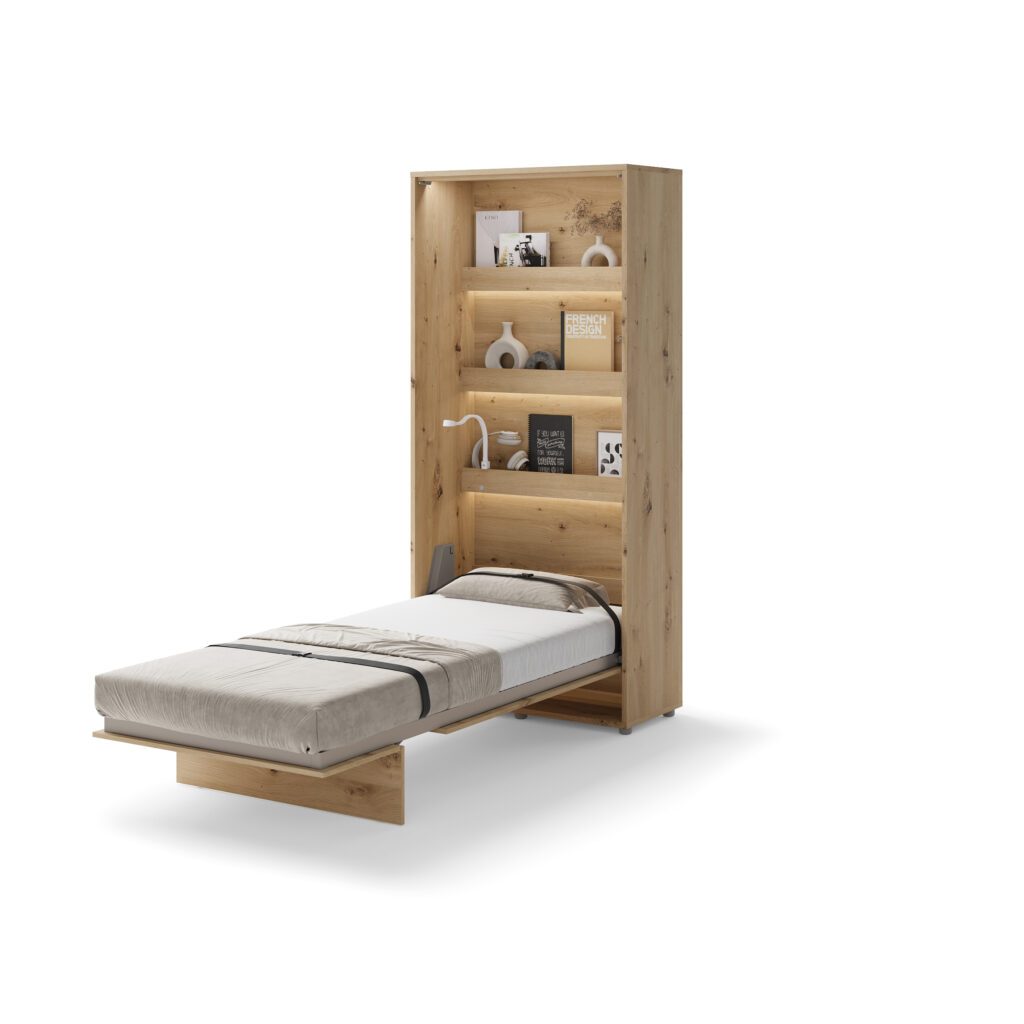 Pneumatische gasveren van het verticaal opklapbed 90x200 eiken van Lenart