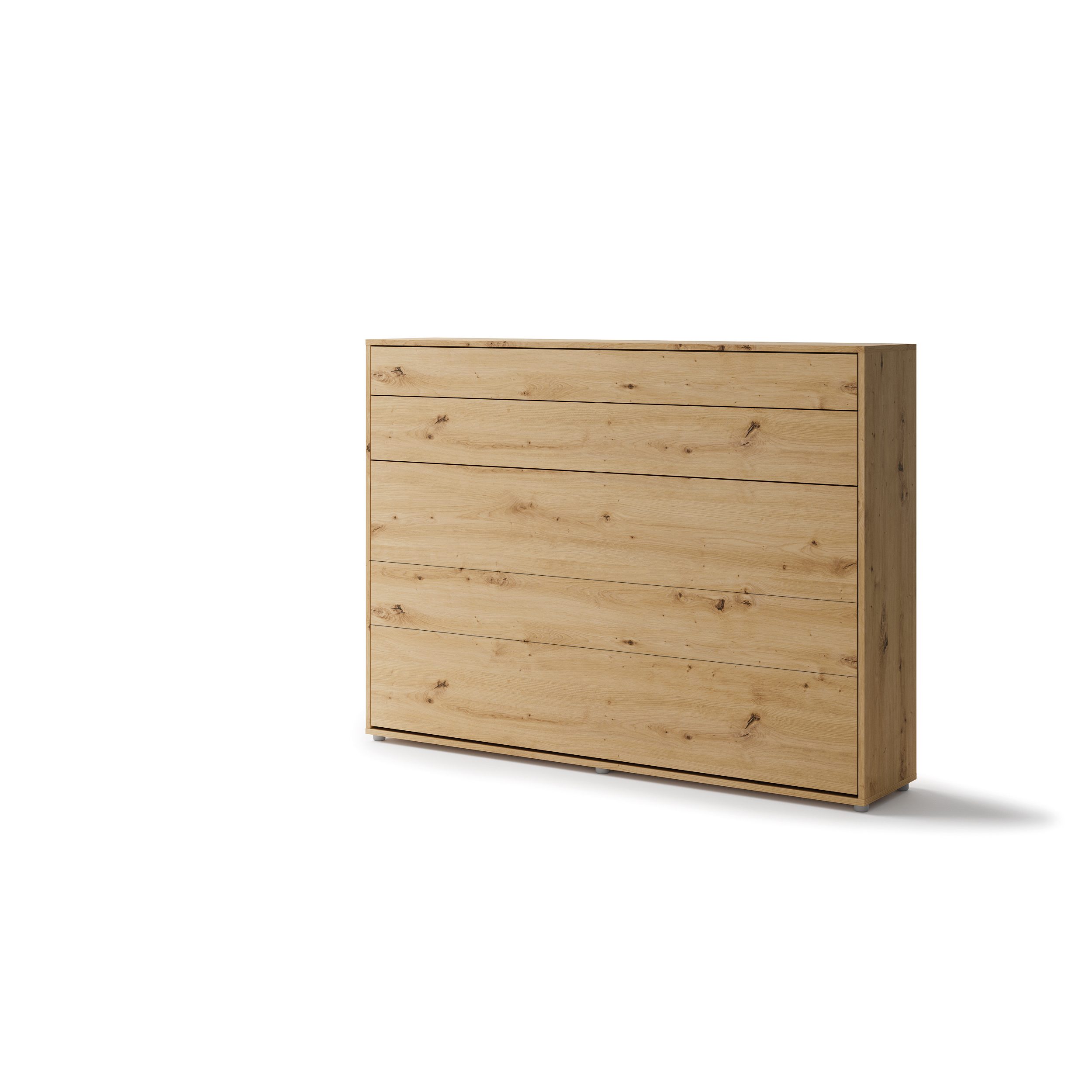 Lenart horizontaal opklapbed 140x200 eiken ingeklapt als houten dressoir