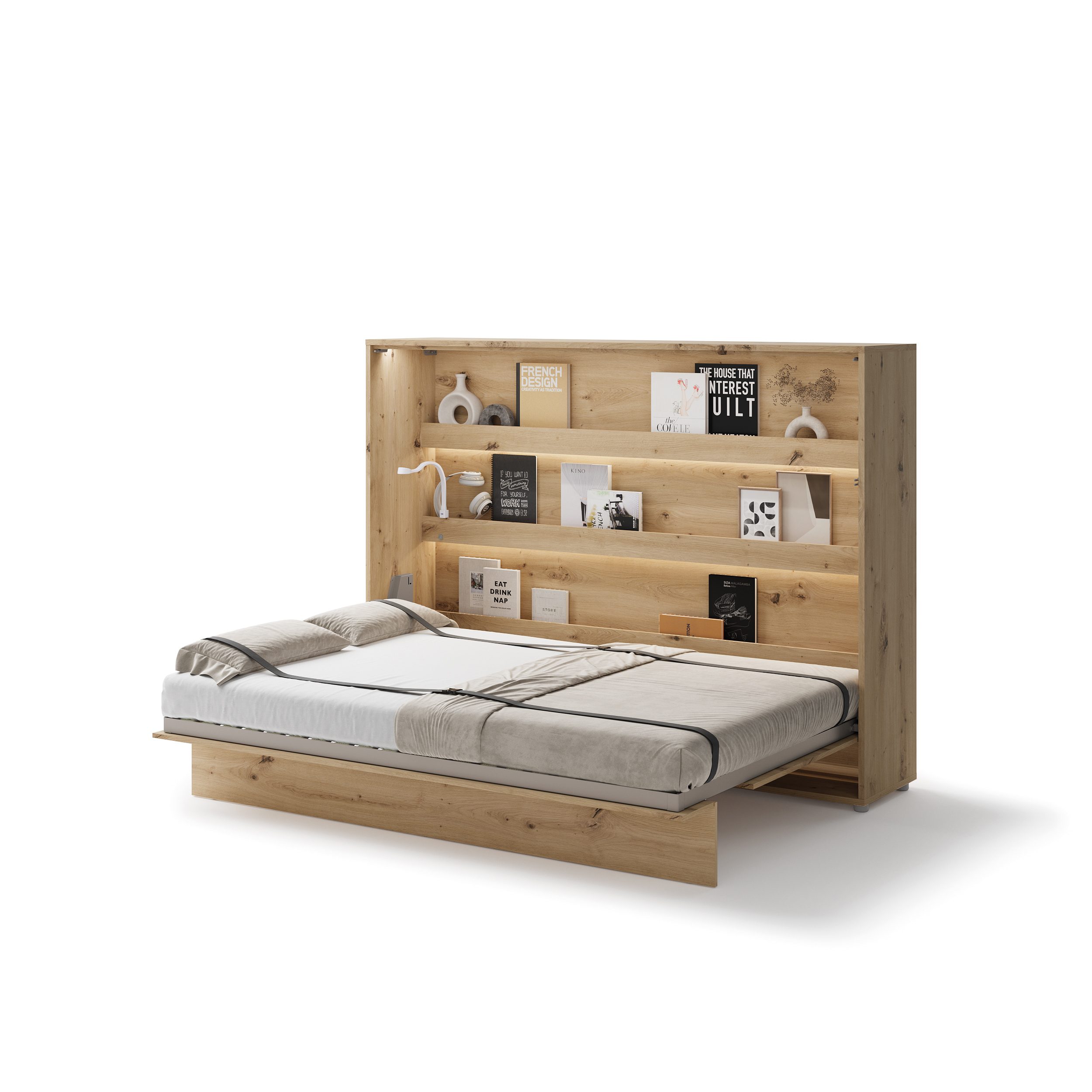 Lenart Bed Concept Horizontaal Opklapbed 140x200 - Eikenkleur - Afbeelding 3