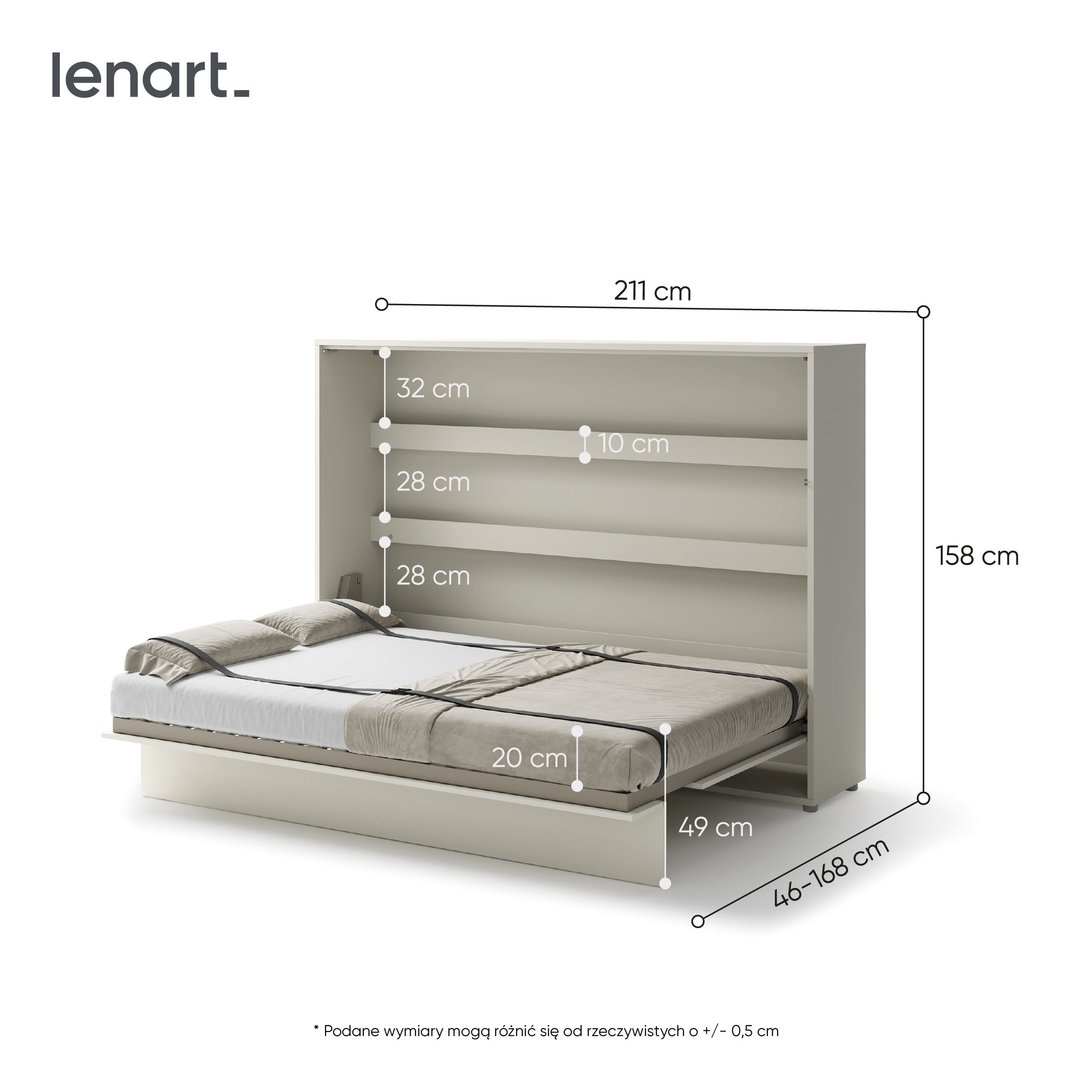 Lenart Bed Concept Horizontaal Opklapbed 140x200 - Cashmere - Afbeelding 6